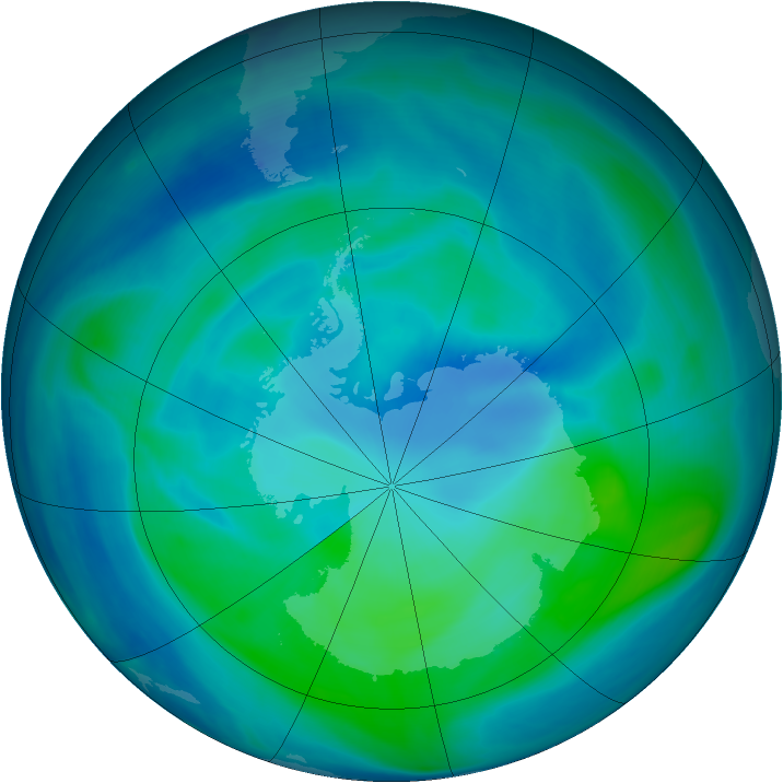 Antarctic ozone map for 21 February 2008
